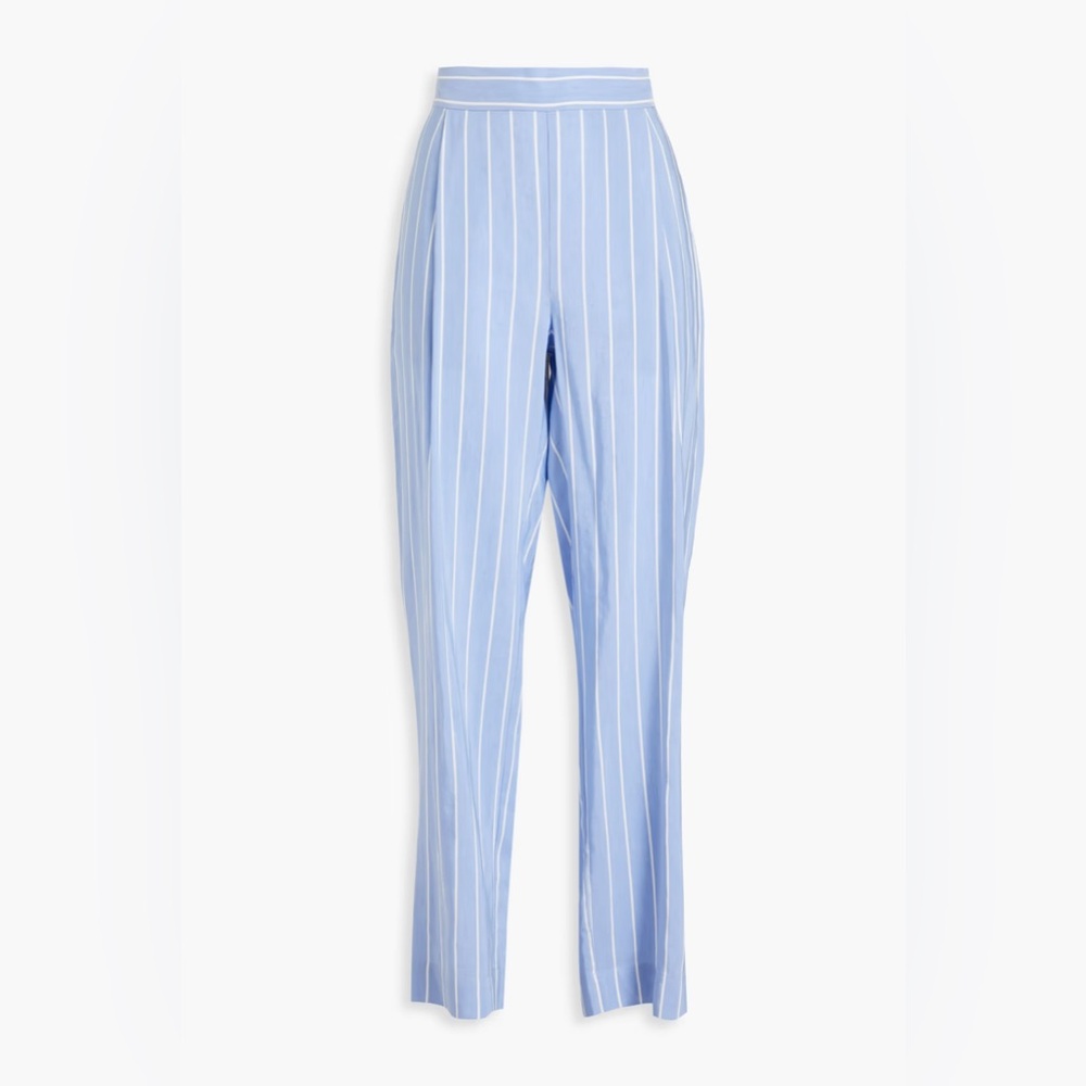 Vince Pleated Striped Woven Wide-Leg Pants